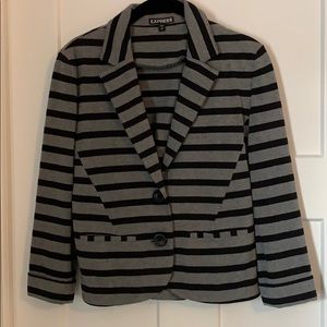 Express Cotton Blazer Grey/Black Stripe Size XS